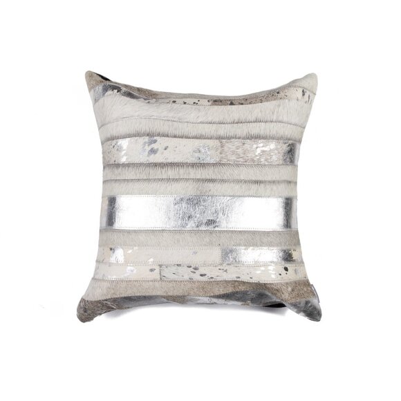 Natural Home Decor Torino Madrid Cowhide Pillow | 1-Piece | Grey & silver - Picture 1 of 3